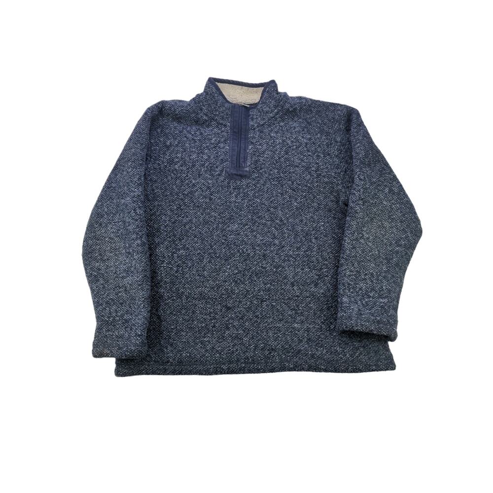 Orvis Classic Collection 1/4 Zip Pullover Sweater Size L Blue Fleece
